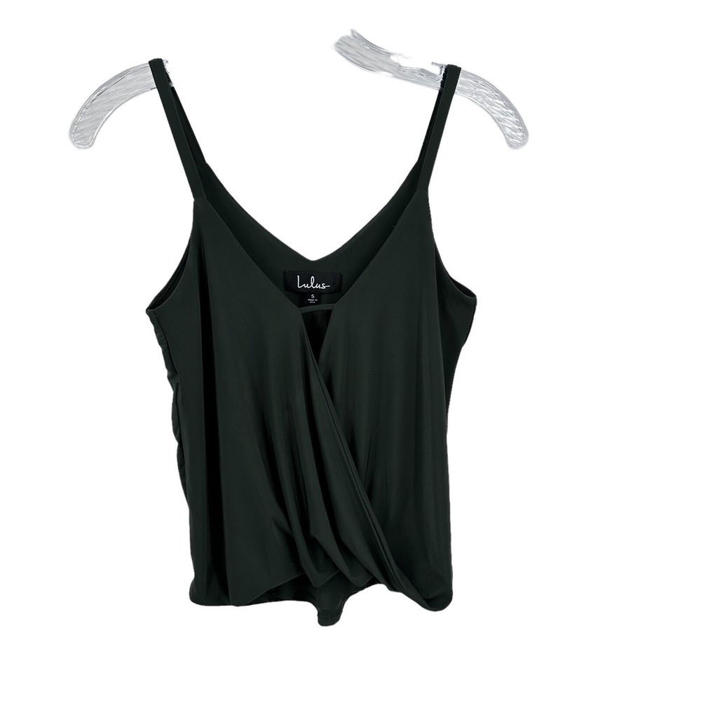 Lulus Olive Green Surplice V-Neck Cami Top Cropped Comfy Halter Top Women Small
